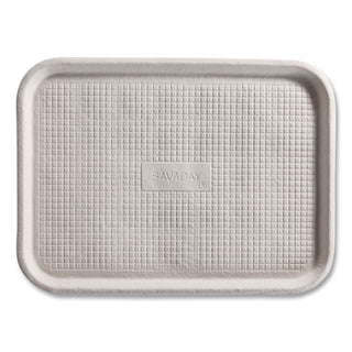 Savaday Molded Fiber Food Trays, 1-Compartment, 14 x 18, White, Paper, 100/Carton