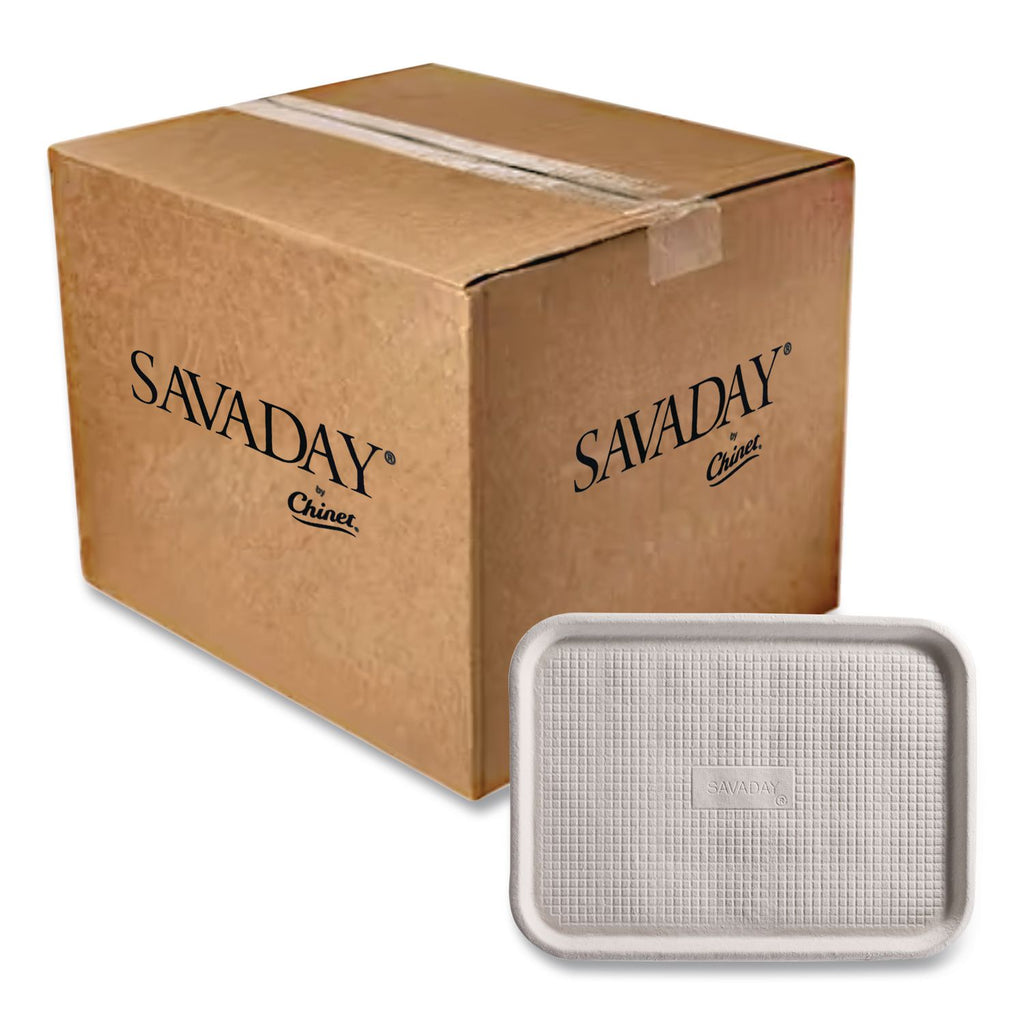 StrongHolder Molded Fiber Food Trays, 1-Compartment, 9 x 12 x 1, Beige, Paper, 250/Carton