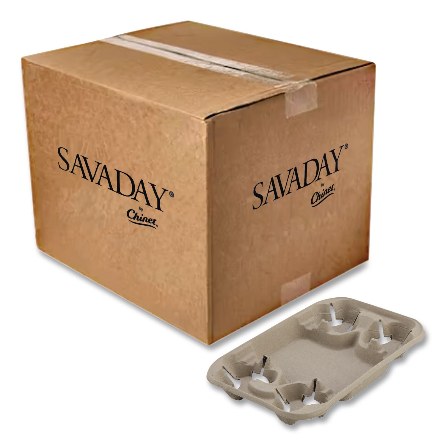 StrongHolder Molded Fiber Cup/Food Tray, 8 oz to 22 oz, Four Cups, Beige, 250/Carton