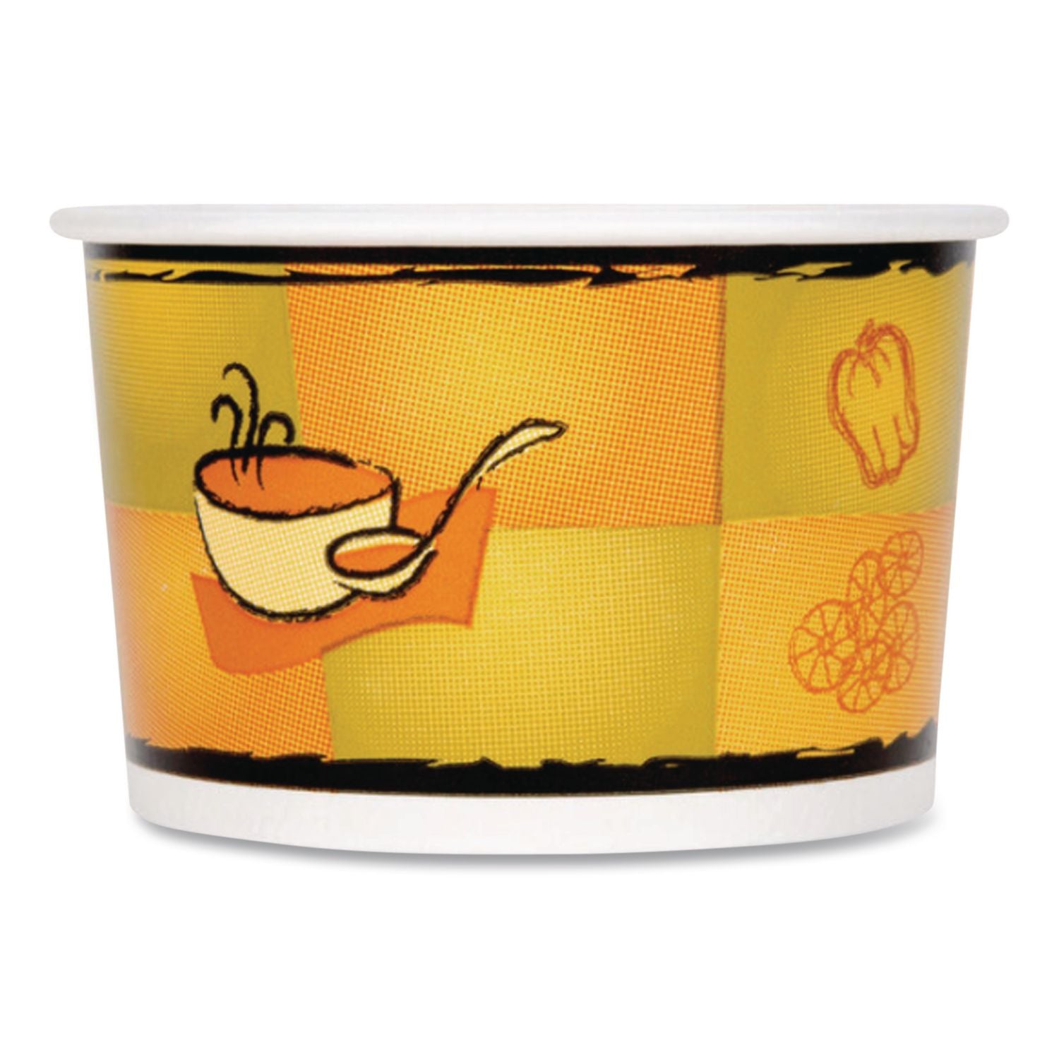 Streetside Squat Paper Food Container with Lid, Streetside Design, 12 oz, 250/Carton