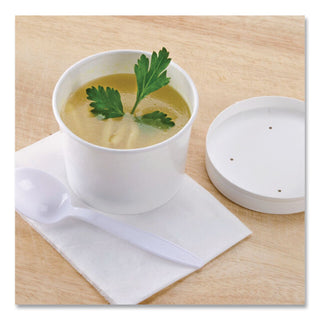Squat Paper Food Container, Streetside Design, 8-10 oz, White, 50/Pack, 20/Carton