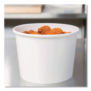 Squat Paper Food Container, Streetside Design, 8-10 oz, White, 50/Pack, 20/Carton