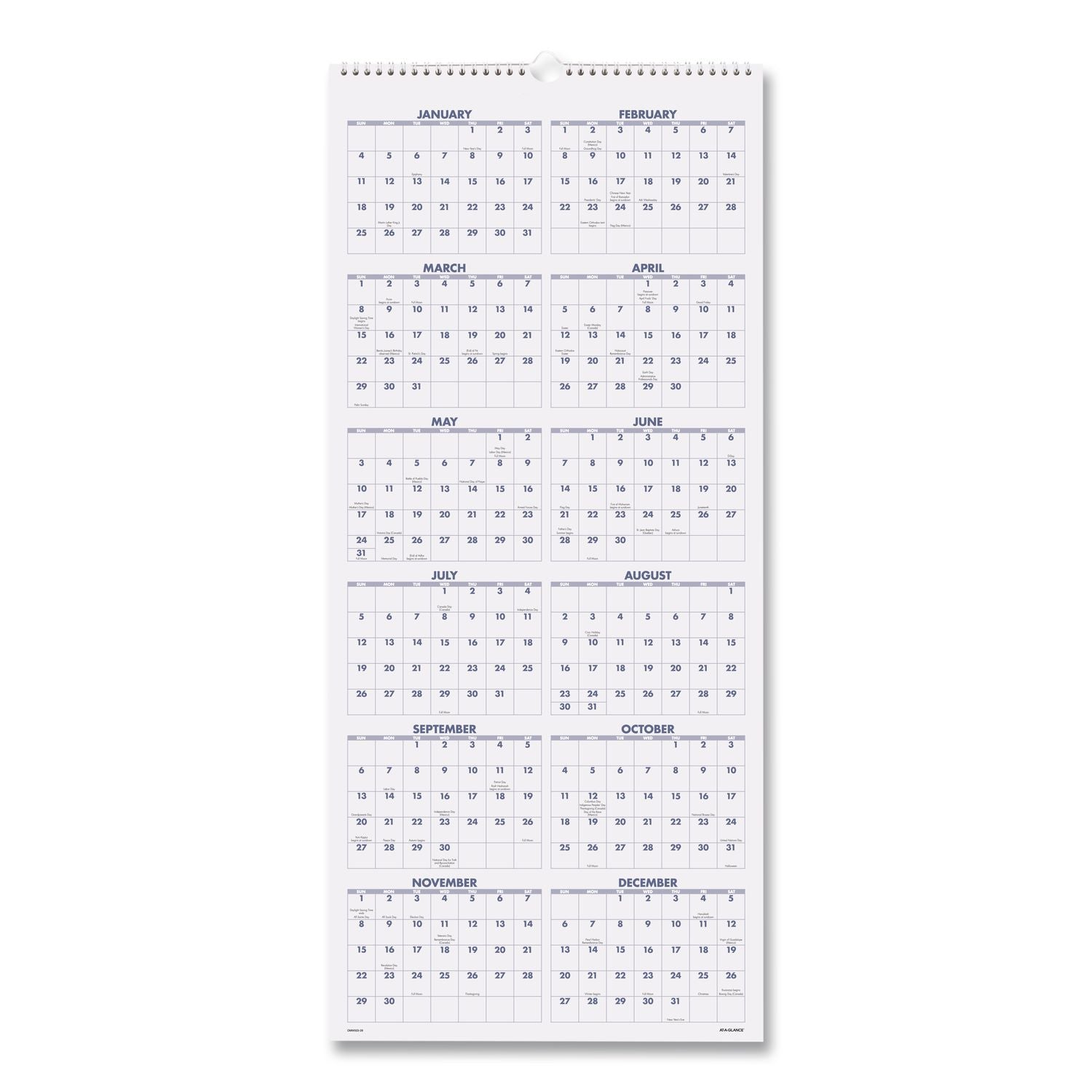Scenic Three-Month Wall Calendar, Scenic Landscape Photography, 12 x 27, White Sheets, 14-Month (Dec to Jan): 2023 to 2025