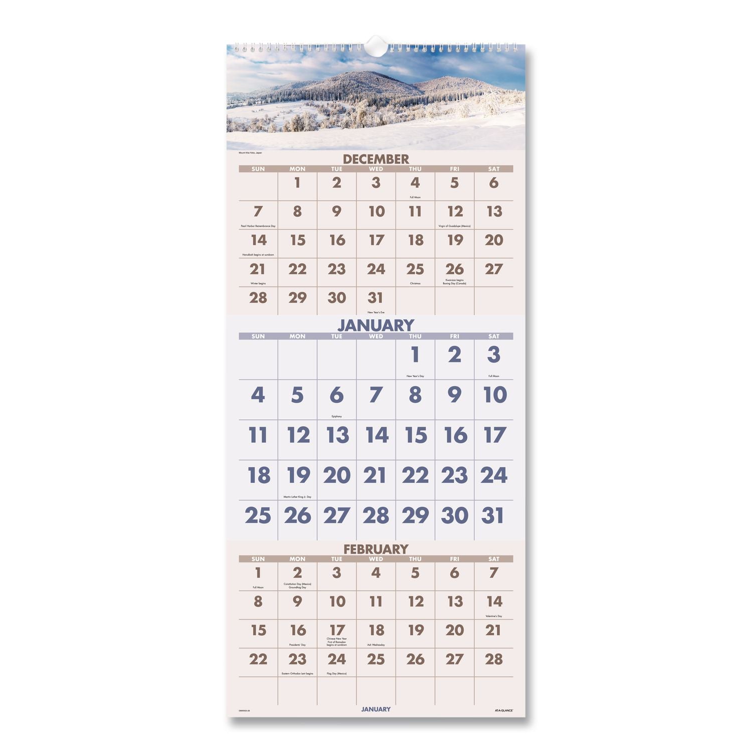 Scenic Three-Month Wall Calendar, Scenic Landscape Photography, 12 x 27, White Sheets, 14-Month (Dec to Jan): 2023 to 2025