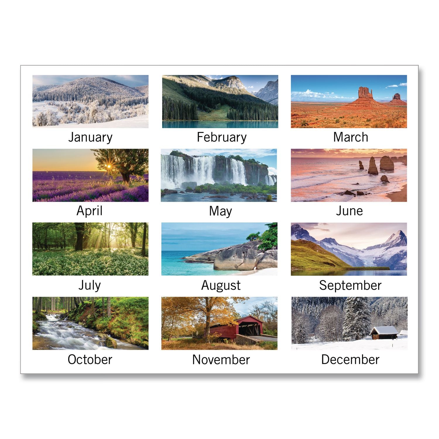 Landscape Panoramic Desk Pad, Landscapes Photography, 22 x 17, White Sheets, Clear Corners, 12-Month (Jan to Dec): 2024