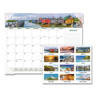 Seascape Panoramic Desk Pad, Seascape Panoramic Photography, 22 x 17, White Sheets, Clear Corners, 12-Month (Jan-Dec): 2024