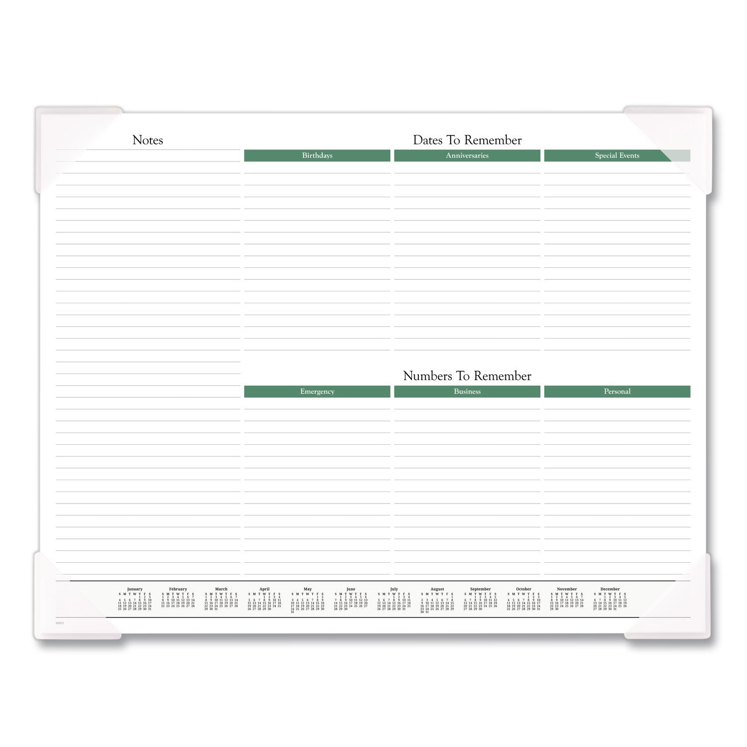 Seascape Panoramic Desk Pad, Seascape Panoramic Photography, 22 x 17, White Sheets, Clear Corners, 12-Month (Jan-Dec): 2024