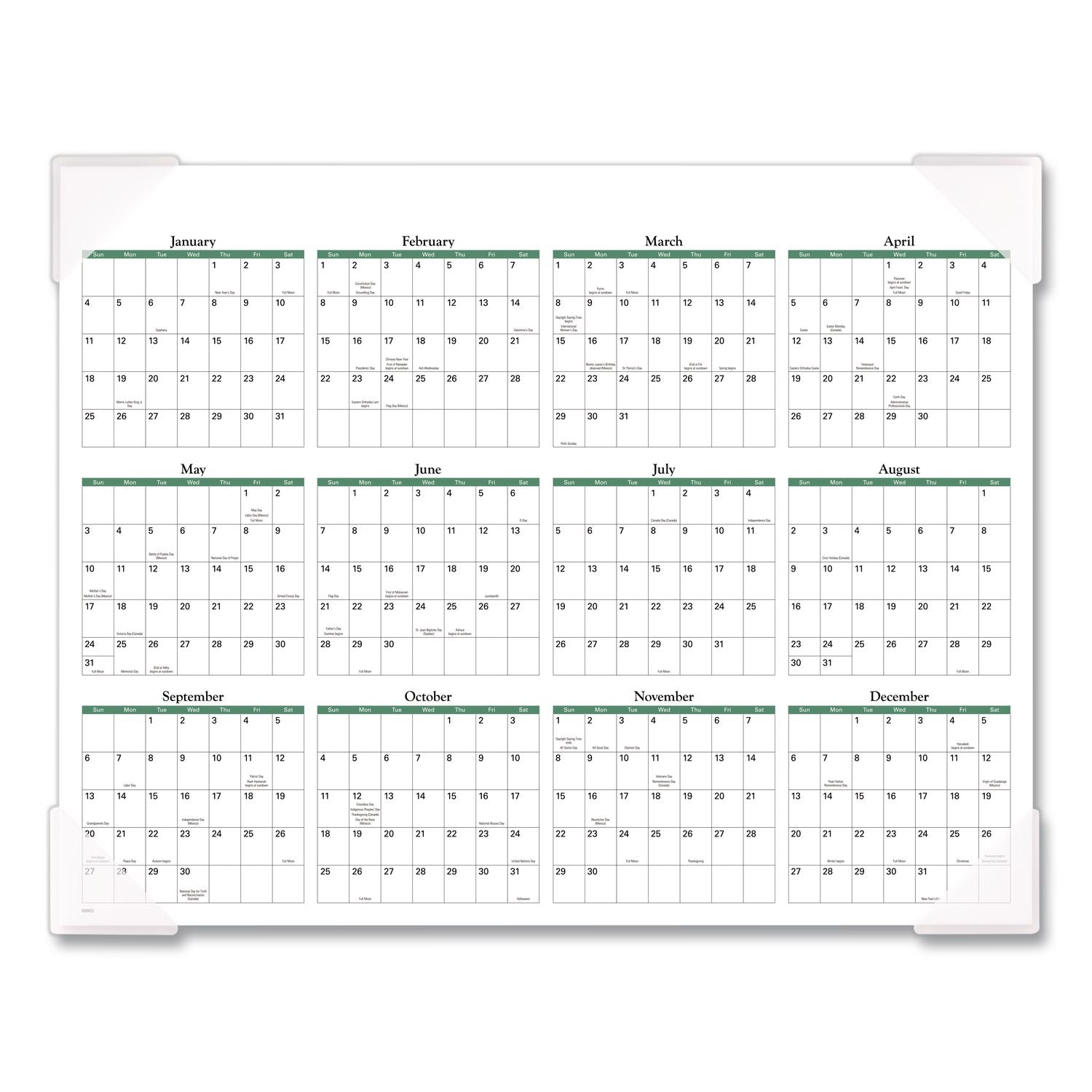 Seascape Panoramic Desk Pad, Seascape Panoramic Photography, 22 x 17, White Sheets, Clear Corners, 12-Month (Jan-Dec): 2024