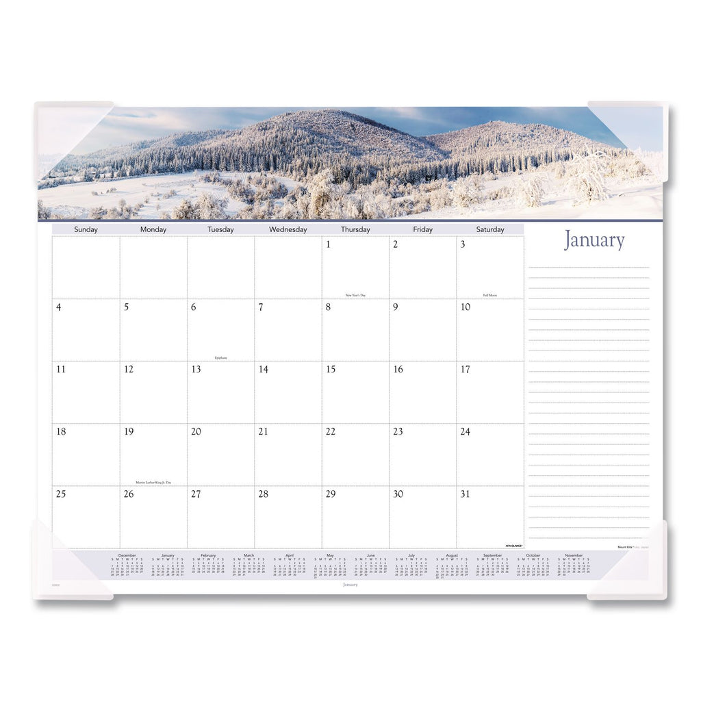 Landscape Panoramic Desk Pad, Landscapes Photography, 22 x 17, White Sheets, Clear Corners, 12-Month (Jan to Dec): 2024