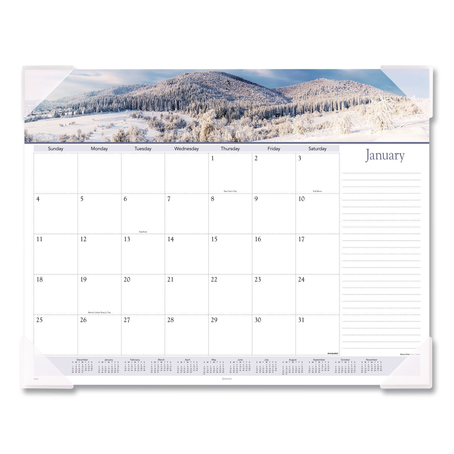 Landscape Panoramic Desk Pad, Landscapes Photography, 22 x 17, White Sheets, Clear Corners, 12-Month (Jan to Dec): 2024