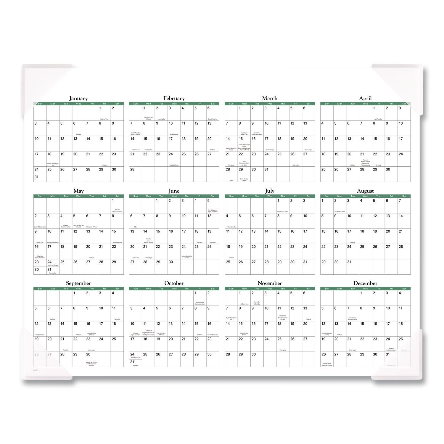 Seascape Panoramic Desk Pad, Seascape Panoramic Photography, 22 x 17, White Sheets, Clear Corners, 12-Month (Jan-Dec): 2024