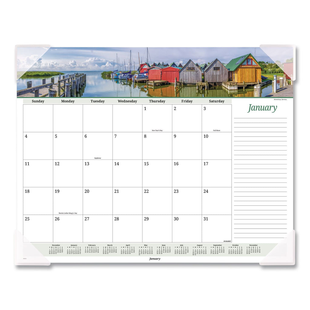 Seascape Panoramic Desk Pad, Seascape Panoramic Photography, 22 x 17, White Sheets, Clear Corners, 12-Month (Jan-Dec): 2024