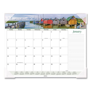 Seascape Panoramic Desk Pad, Seascape Panoramic Photography, 22 x 17, White Sheets, Clear Corners, 12-Month (Jan-Dec): 2024
