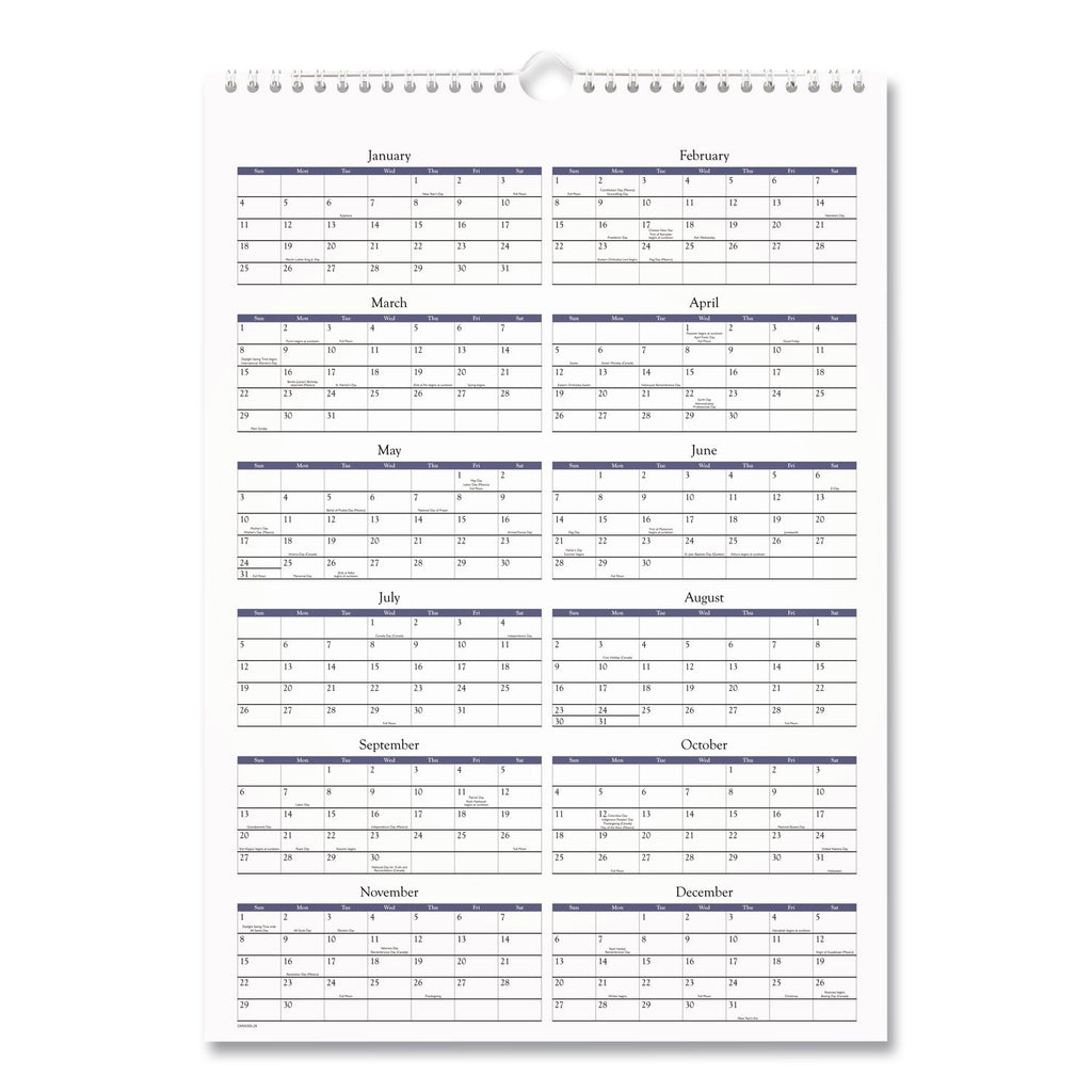 Scenic Monthly Wall Calendar, Scenic Landscape Photography, 12 x 17, White/Multicolor Sheets, 12-Month (Jan to Dec): 2024
