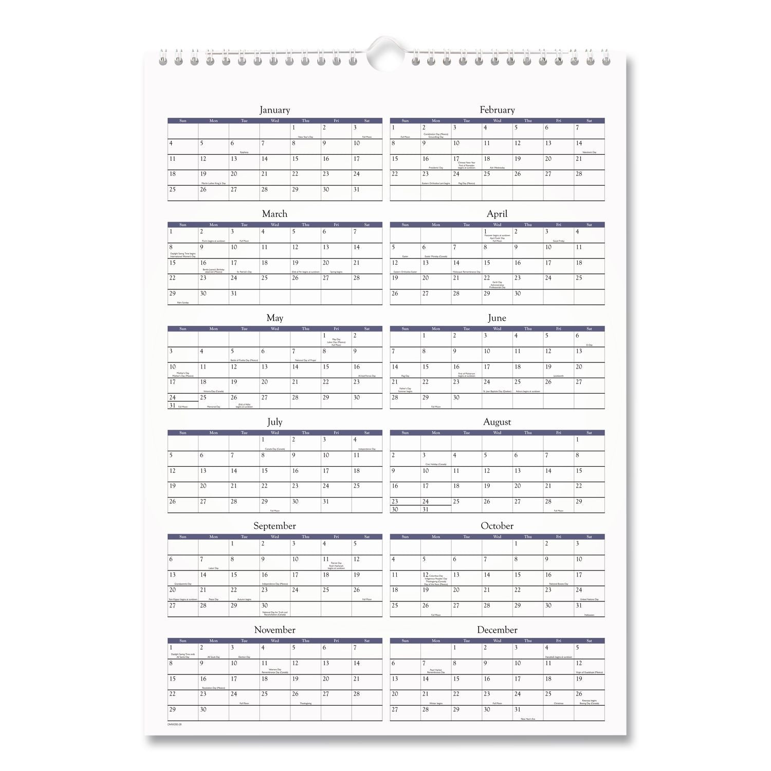 Scenic Monthly Wall Calendar, Scenic Landscape Photography, 12 x 17, White/Multicolor Sheets, 12-Month (Jan to Dec): 2024