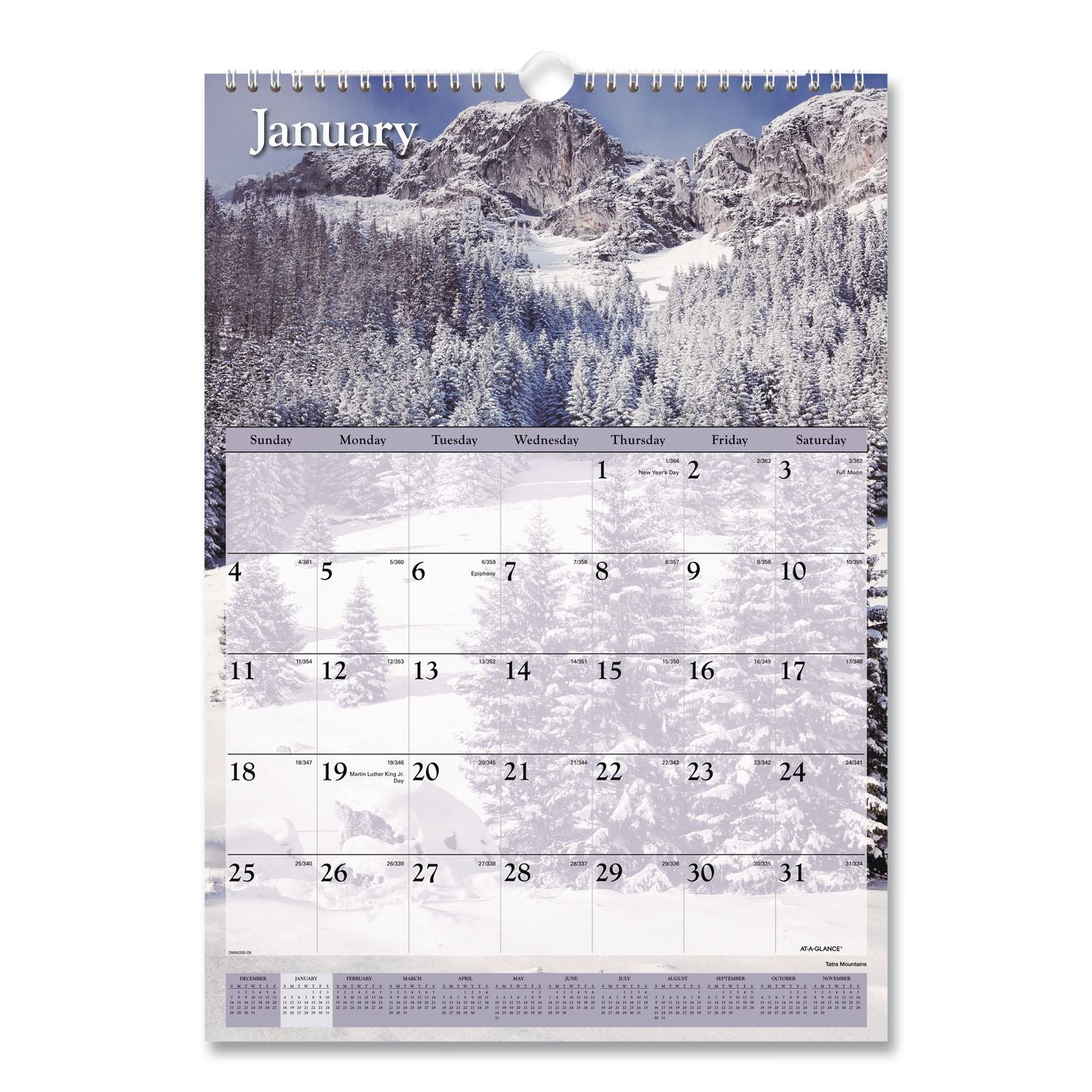 Scenic Monthly Wall Calendar, Scenic Landscape Photography, 12 x 17, White/Multicolor Sheets, 12-Month (Jan to Dec): 2024