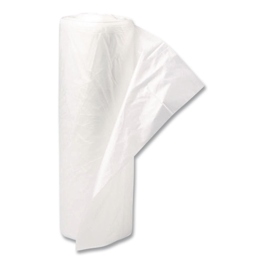 Low-Density Commercial Can Liners, Coreless Interleaved Roll, 45 gal, 0.8 mil, 40" x 46", White, 25 Bags/Roll, 4 Rolls/Carton