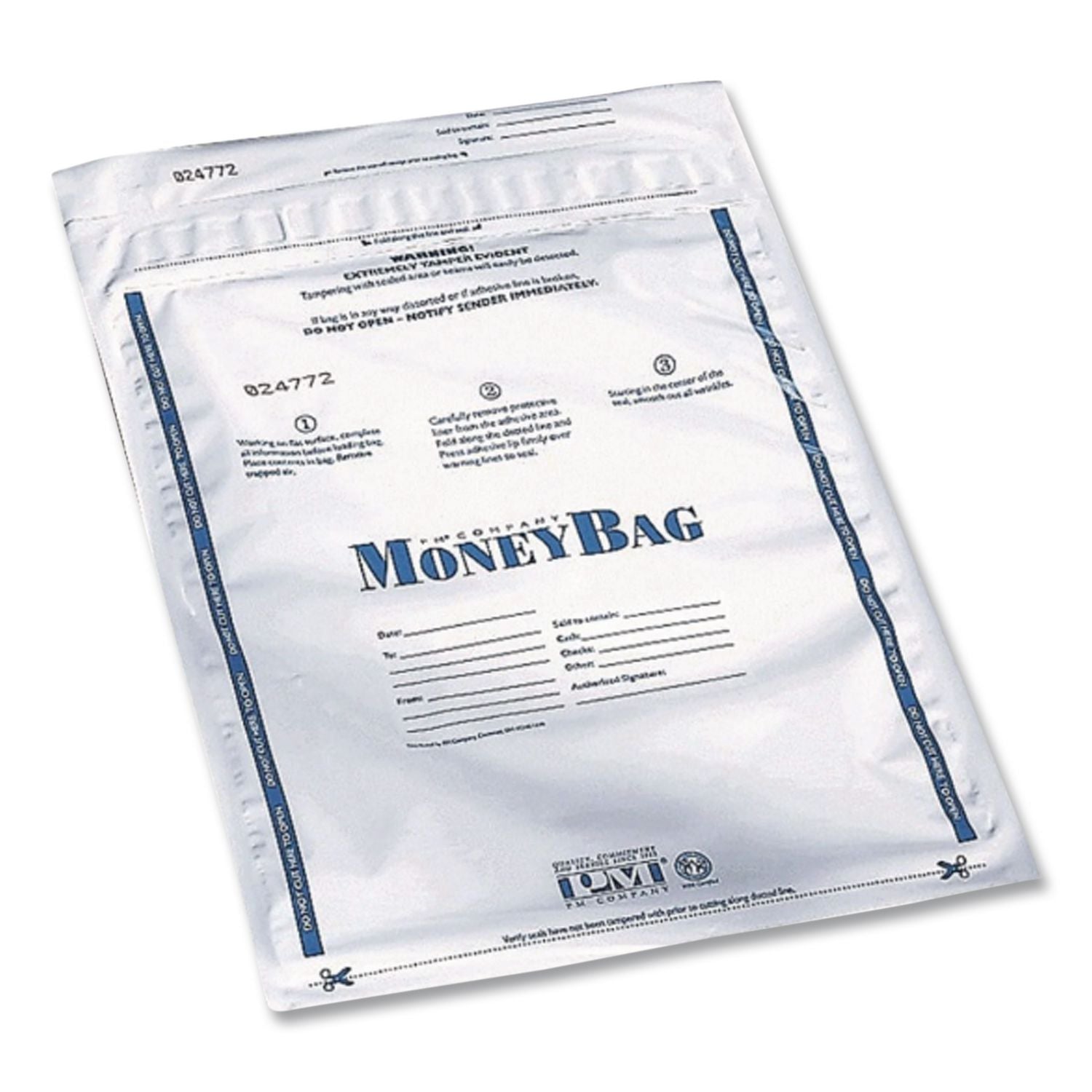 Tamper-Evident Deposit Bag, Plastic, 9 x 12, White, 100/Pack
