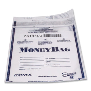 Tamper-Evident Deposit Bag, Plastic, 9 x 12, White, 100/Pack