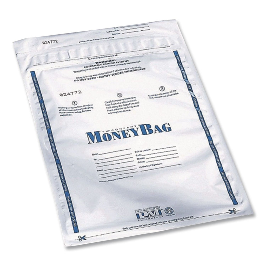 Tamper-Evident Deposit Bag, Plastic, 9 x 12, Clear, 100/Pack
