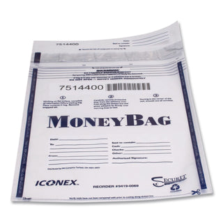 Tamper-Evident Deposit Bag, Plastic, 9 x 12, Clear, 100/Pack