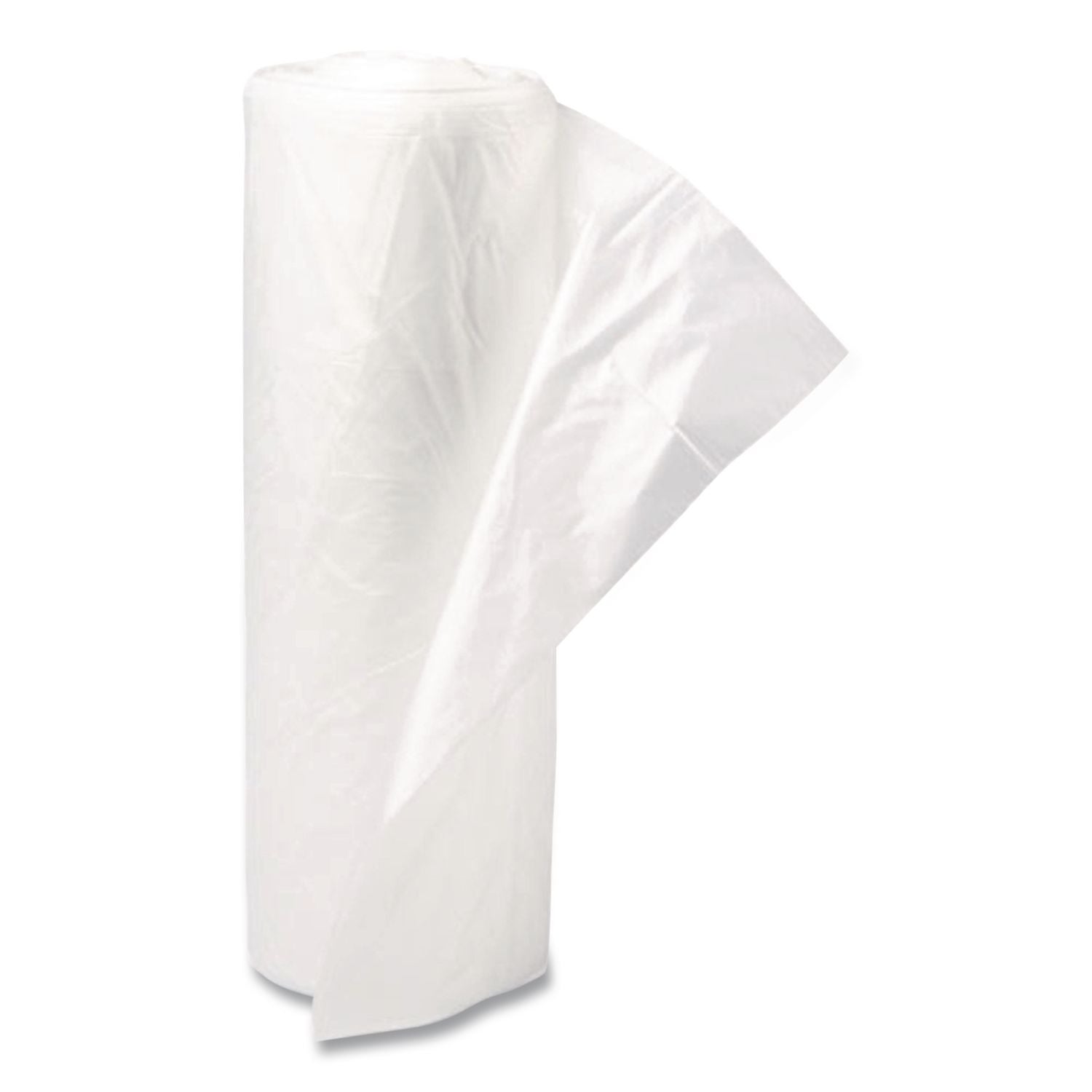 Low-Density Commercial Can Liners, Coreless Interleaved Roll, 45 gal, 0.7 mil, 40" x 46", White, 25 Bags/Roll, 4 Rolls/Carton