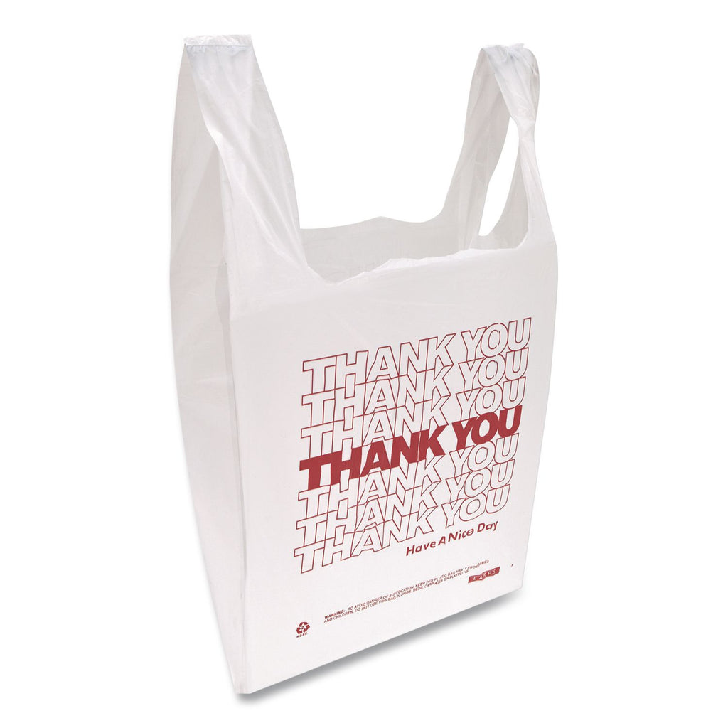 HDPE T-Shirt Bags, 14 microns, 12" x 23", White, 500/Carton