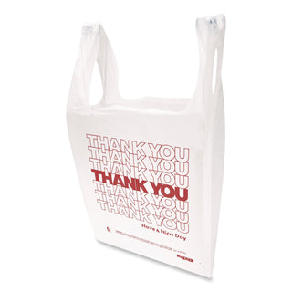 HDPE T-Shirt Bags, 14 microns, 12" x 23", White, 500/Carton