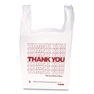 HDPE T-Shirt Bags, 14 microns, 12" x 23", White, 500/Carton