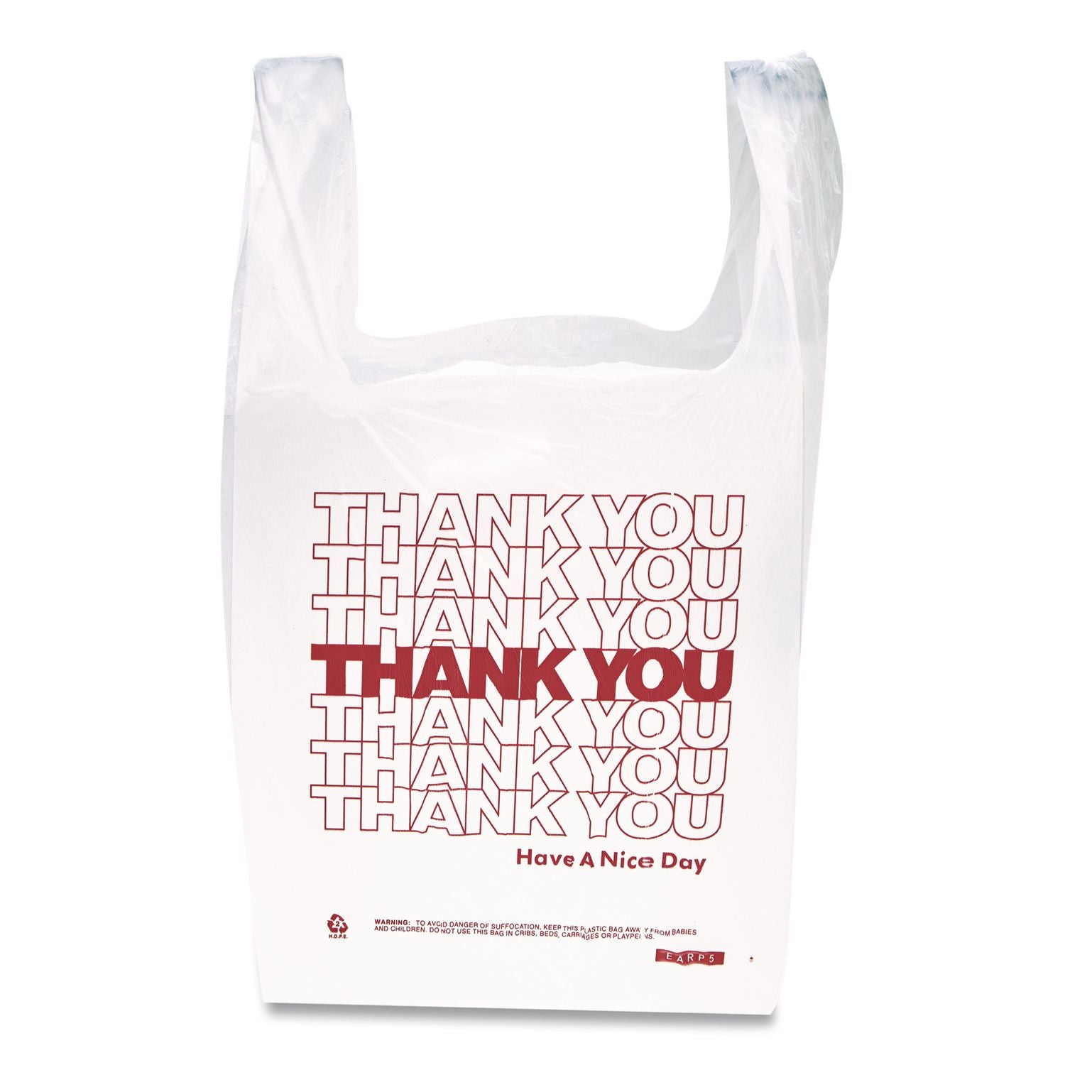 HDPE T-Shirt Bags, 14 microns, 12" x 23", White, 500/Carton