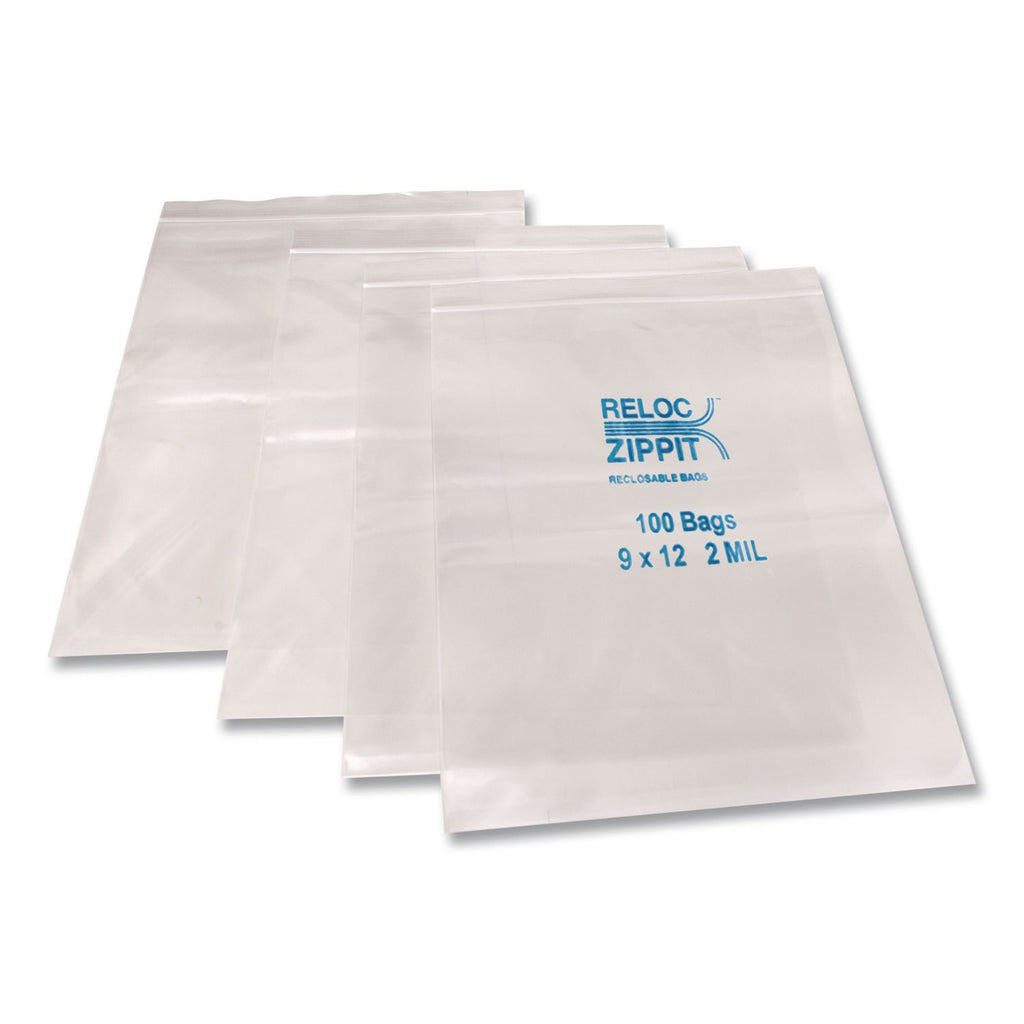 Zippit Resealable Bags, 2 mil, 9" x 12", Clear, 1,000/Carton