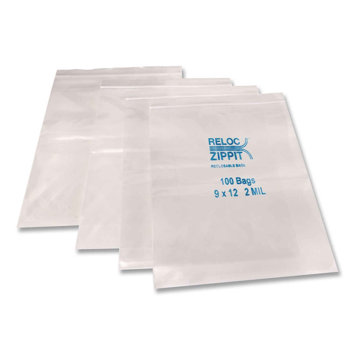 Zippit Resealable Bags, 2 mil, 9" x 12", Clear, 1,000/Carton