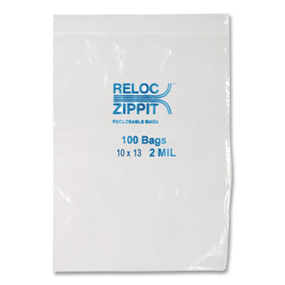Zippit Resealable Bags, 2 mil, 10" x 13", Clear, 1,000/Carton