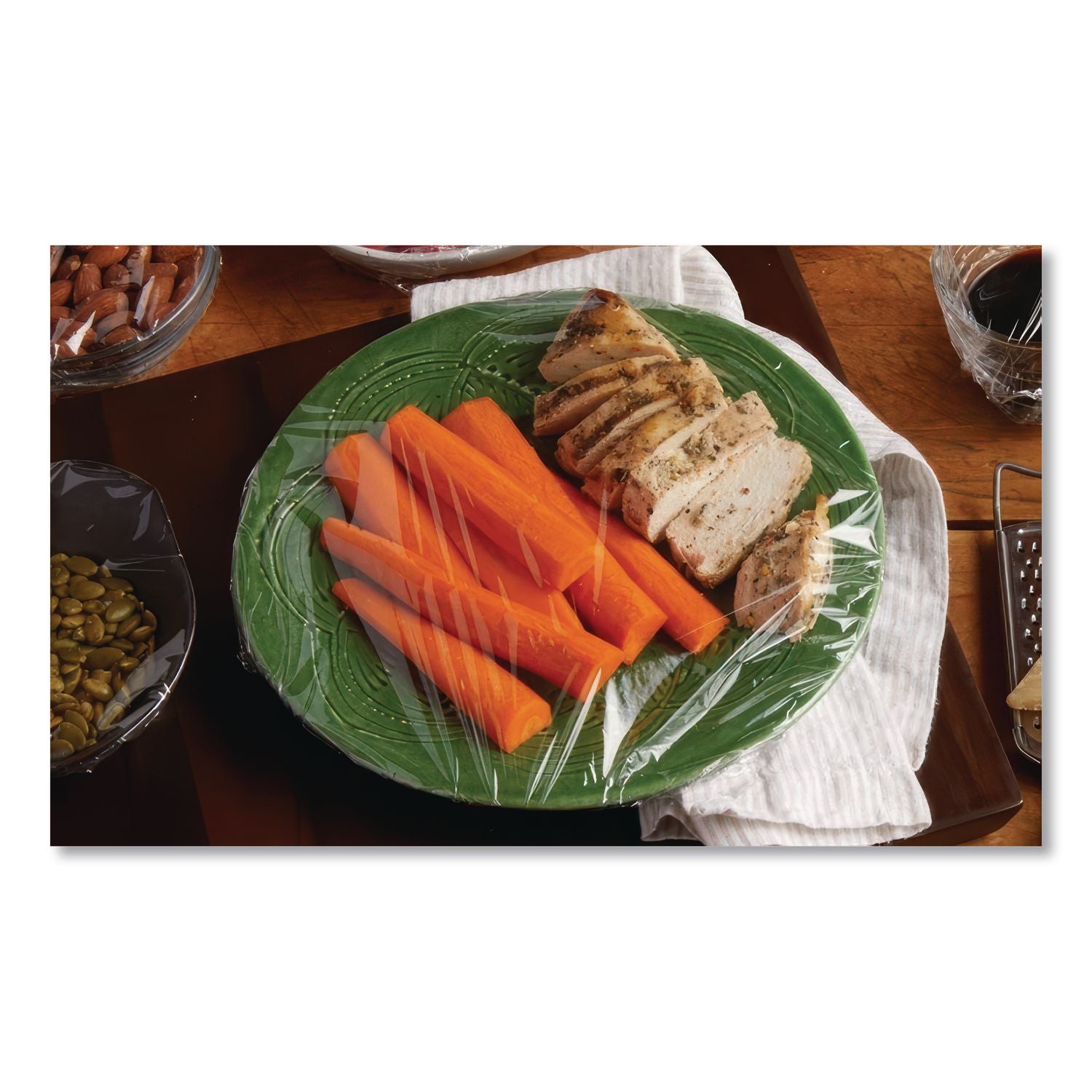 PVC Food Wrap Film Roll in Easy Glide Cutter Box, 18" x 2,000 ft, Clear