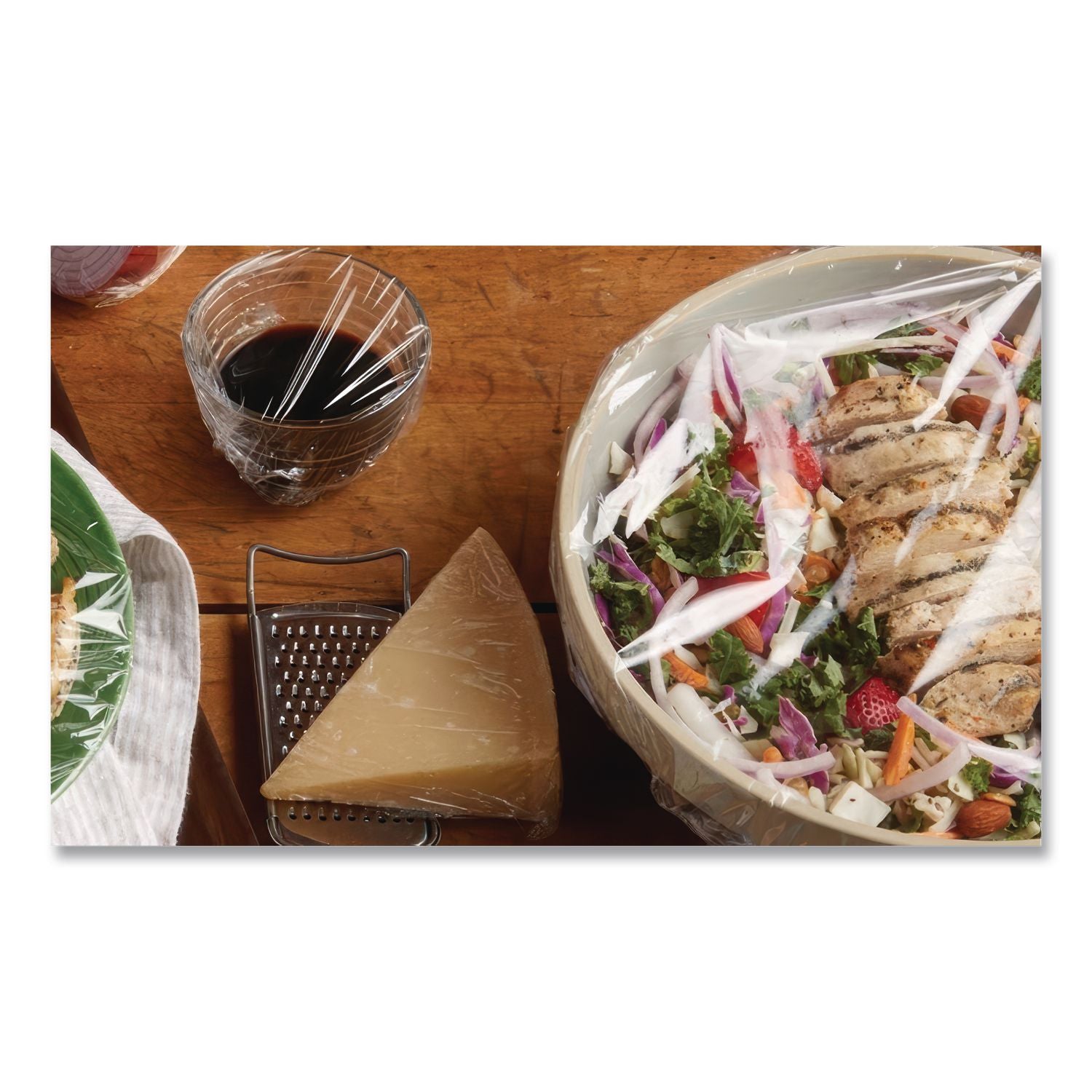 PVC Food Wrap Film Roll in Easy Glide Cutter Box, 18" x 2,000 ft, Clear