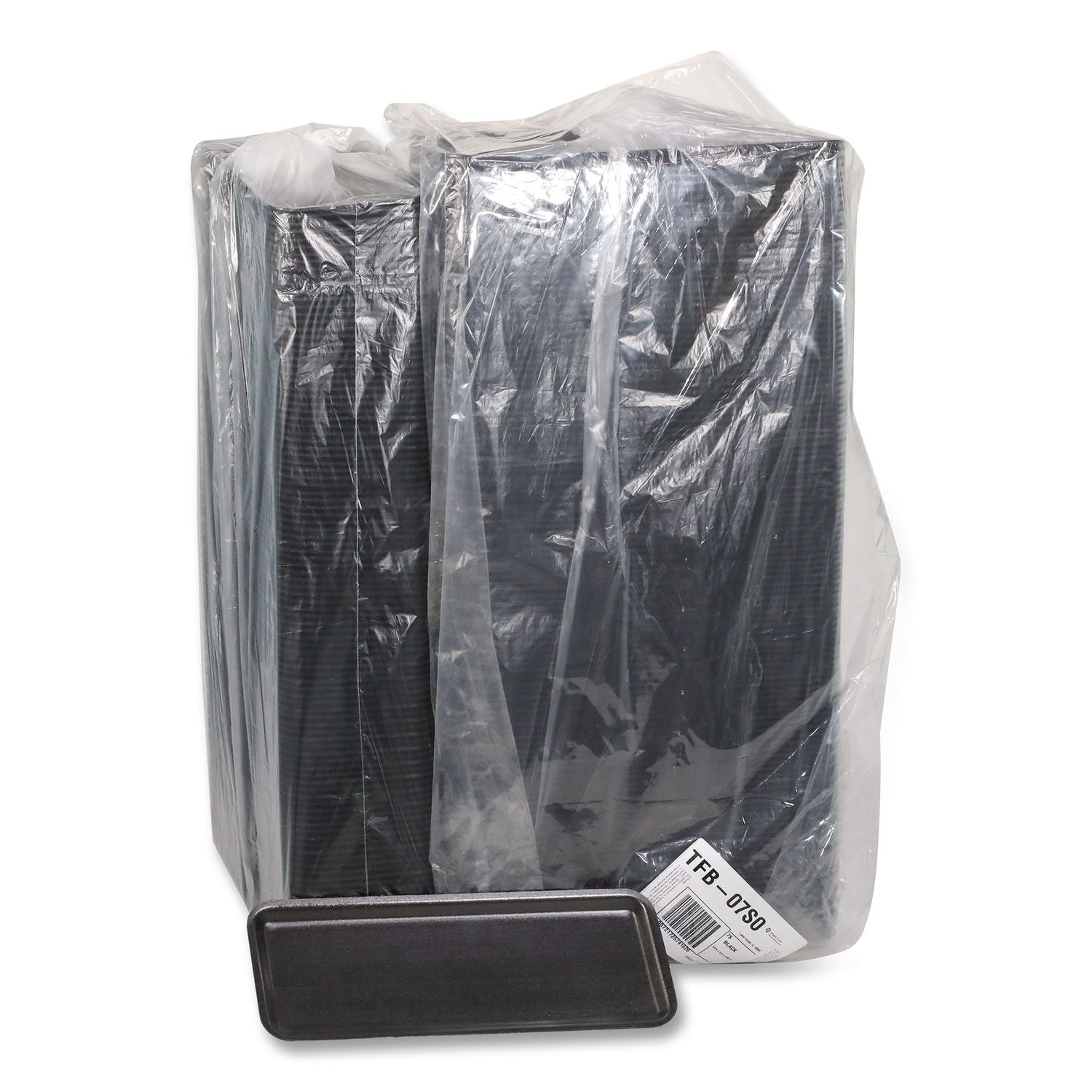 Supermarket Tray, #7S, 5.63 x 14.16 x 0.67, Black, Foam, 250/Carton