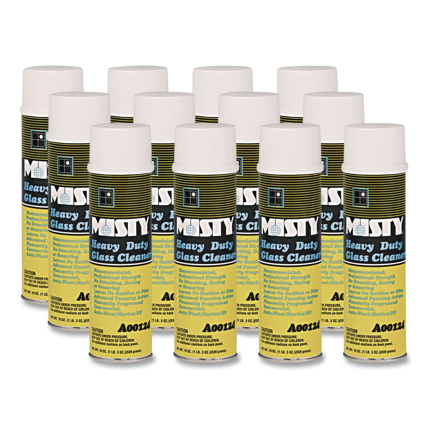 Heavy-Duty Glass Cleaner, Citrus, 20 oz Aerosol Spray, 12/Carton