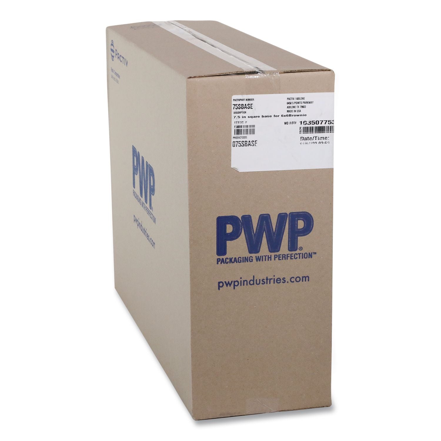 Recycled Plastic Container, 6 x 6 Brownie Container, 7.5 x 7.5 x 0.56, Black, Plastic, 195/Carton