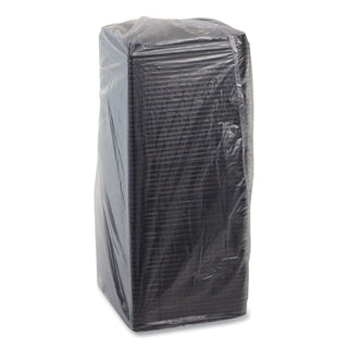 Recycled Plastic Container, 6 x 6 Brownie Container, 7.5 x 7.5 x 0.56, Black, Plastic, 195/Carton