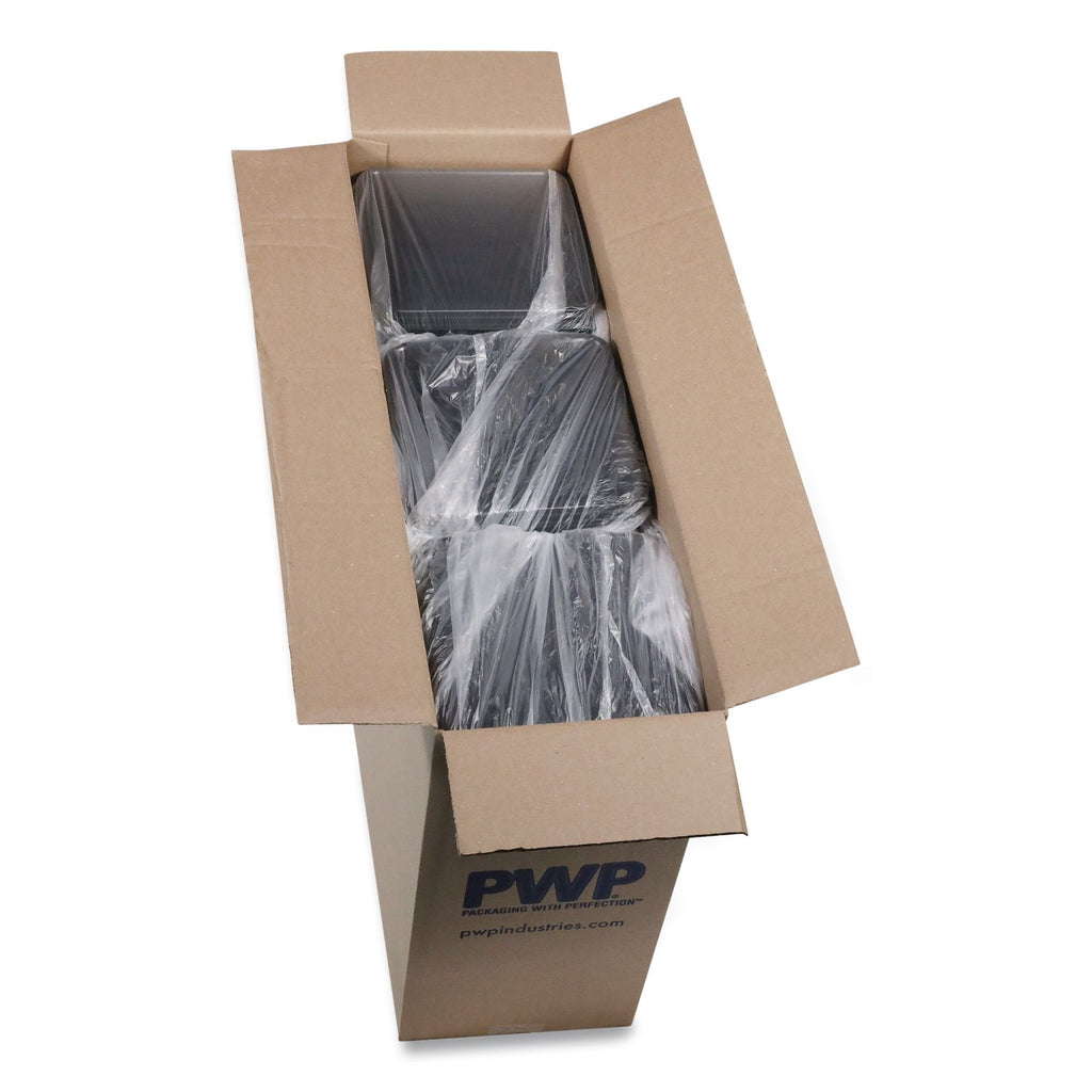 Recycled Plastic Container, 6 x 6 Brownie Container, 7.5 x 7.5 x 0.56, Black, Plastic, 195/Carton