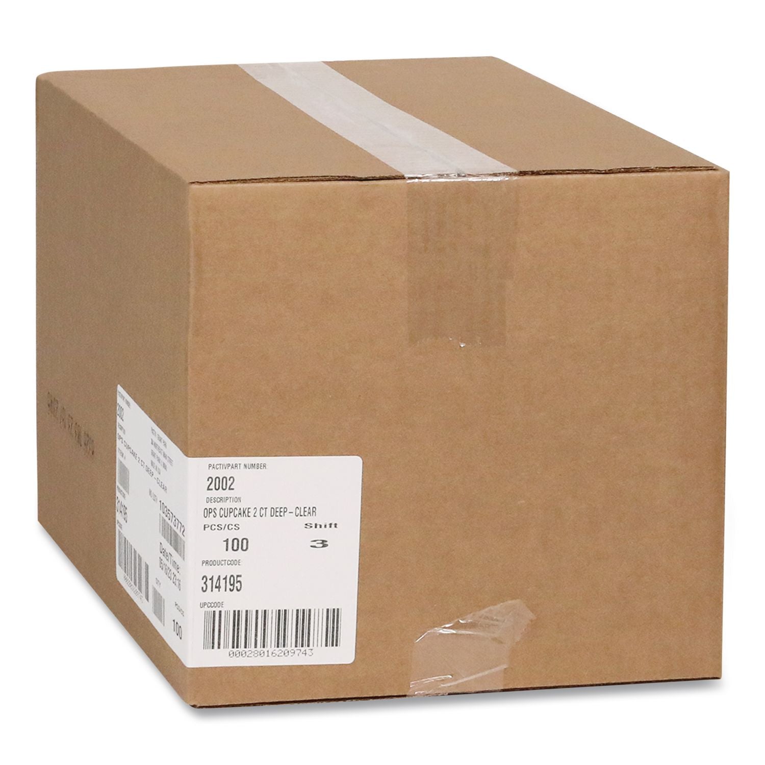 ClearView Bakery Cupcake Container, 2-Compartment, 6.75 x 4 x 4, Clear, Plastic, 100/Carton