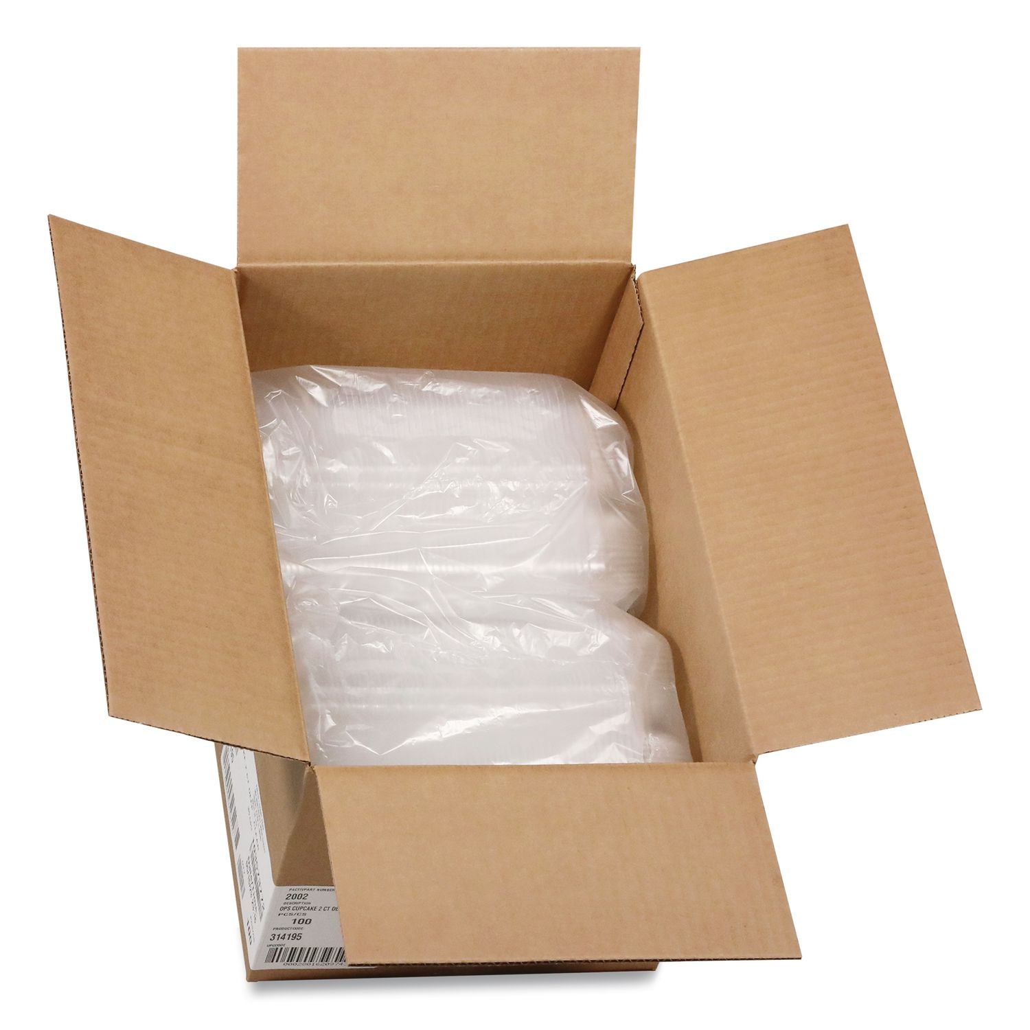 ClearView Bakery Cupcake Container, 2-Compartment, 6.75 x 4 x 4, Clear, Plastic, 100/Carton