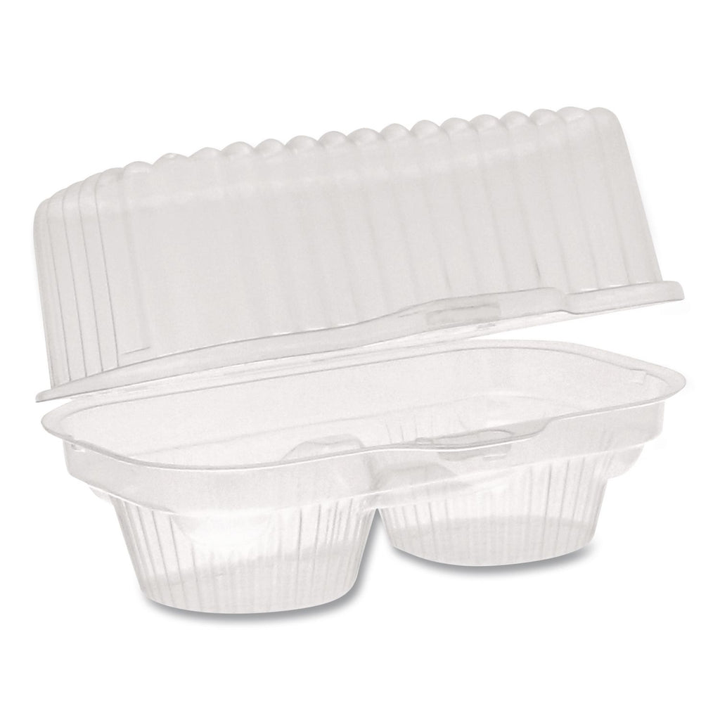 ClearView Bakery Cupcake Container, 2-Compartment, 6.75 x 4 x 4, Clear, Plastic, 100/Carton