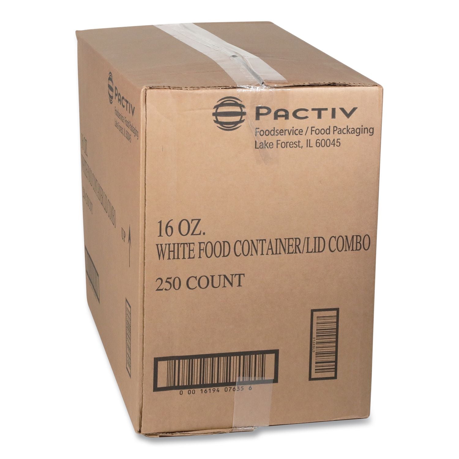 Paper Round Food Container and Lid Combo, 16 oz, 3.75" Diameter x 3.88h", White, 250/Carton