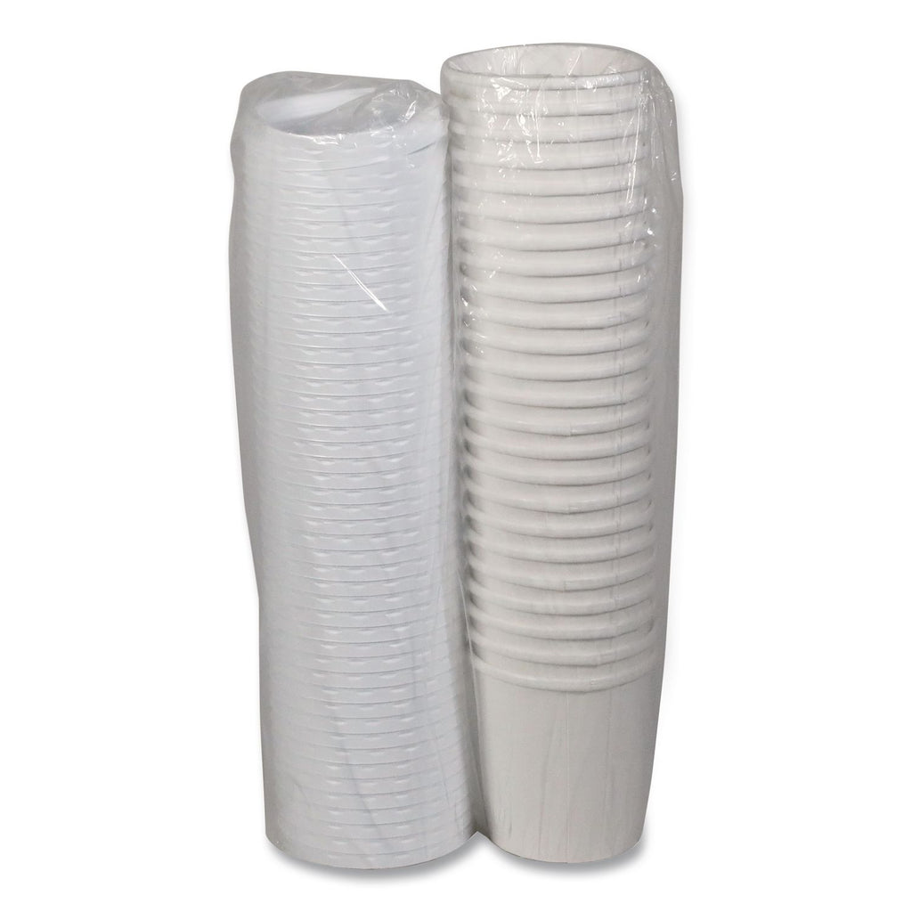 Paper Round Food Container and Lid Combo, 16 oz, 3.75" Diameter x 3.88h", White, 250/Carton