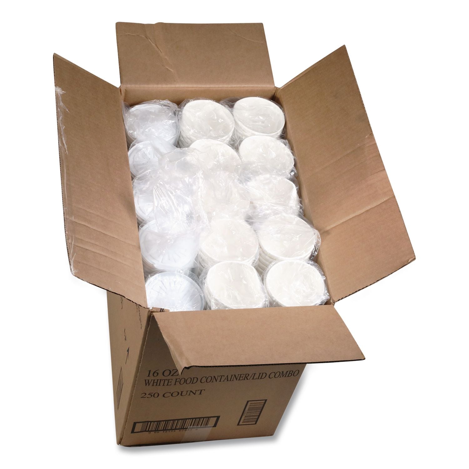Paper Round Food Container and Lid Combo, 16 oz, 3.75" Diameter x 3.88h", White, 250/Carton