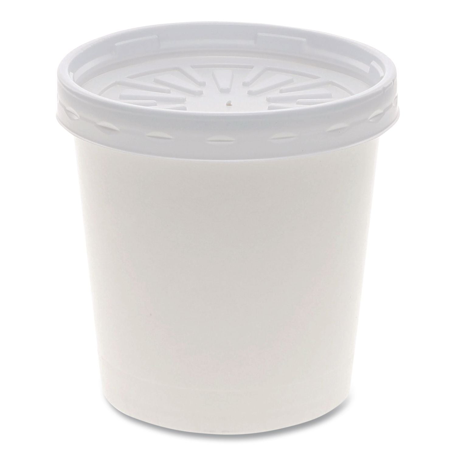 Paper Round Food Container and Lid Combo, 16 oz, 3.75" Diameter x 3.88h", White, 250/Carton