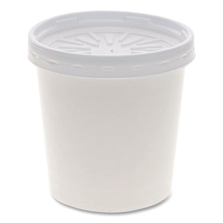Paper Round Food Container and Lid Combo, 16 oz, 3.75" Diameter x 3.88h", White, 250/Carton