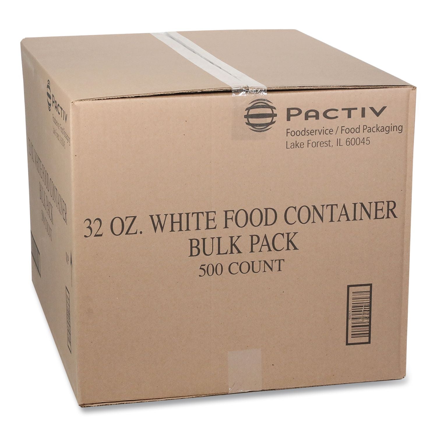 Paper Round Food Container, 32 oz, 5.13" Diameter x 4.5"h, White, 500/Carton