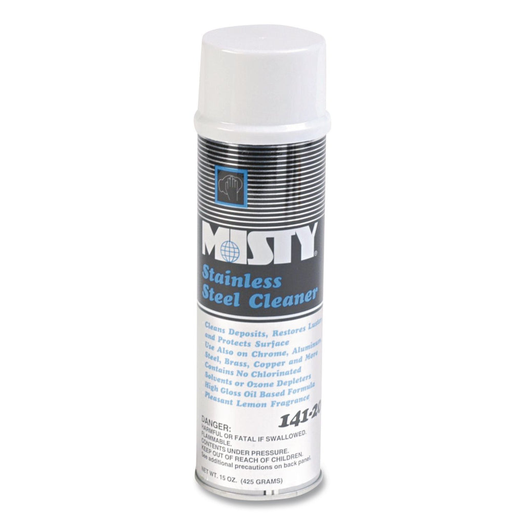 Stainless Steel Cleaner and Polish, Lemon Scent, 15 oz Aerosol Spray, 12/Carton